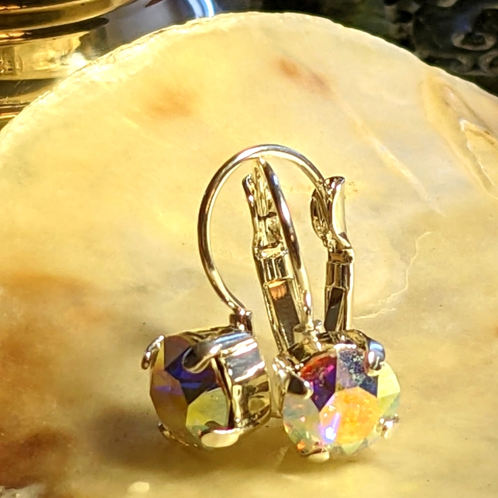 Luminous AB and Crystal Necklace & Earrings Sterling Silver Plated - Picture 8 of 9